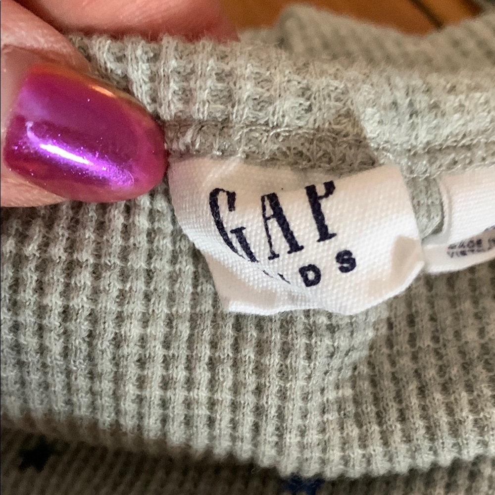 Gap Gray Long Sleeve Top with Star Accents - Picture 2 of 3